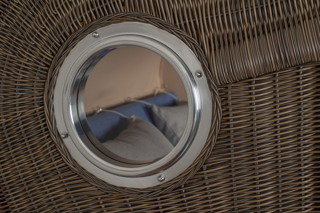 Strandkorb Westerland Teak Bullauge PE G...